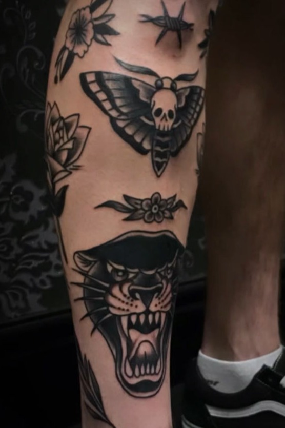 Tatuaje tradicional en negro Bilbao